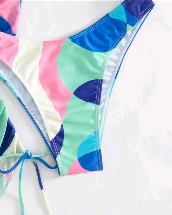 Badedrakt Dekke Trykt Bikini Tredelt