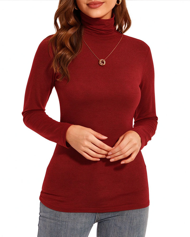 Topp Ensfarget Halv Turtleneck Base