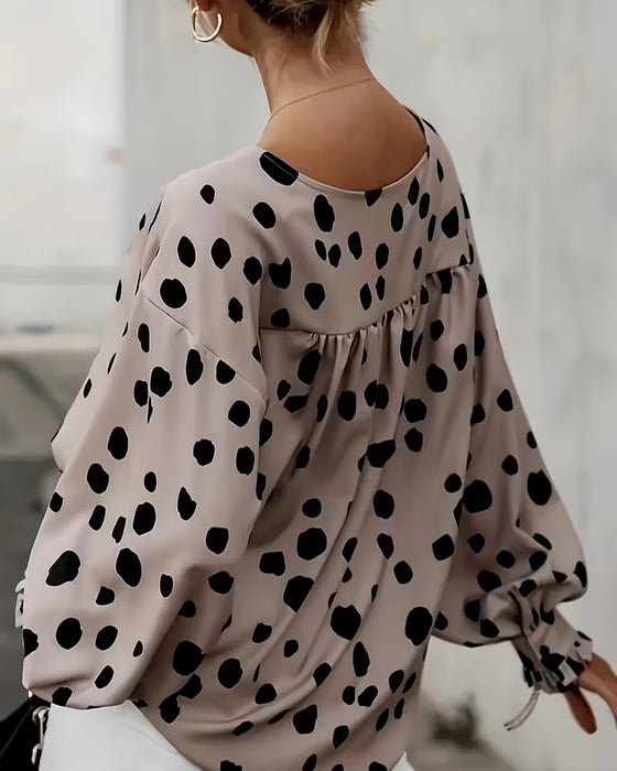 Bluse V-Hals Prikket Pufferm