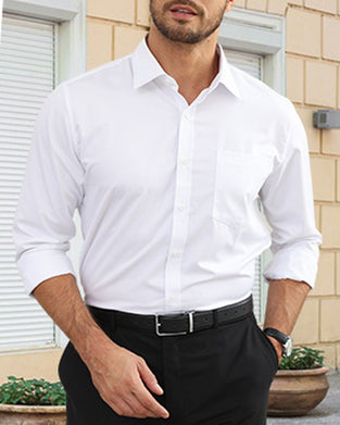 Herres Langermet Skjorte I Ensfarget Design