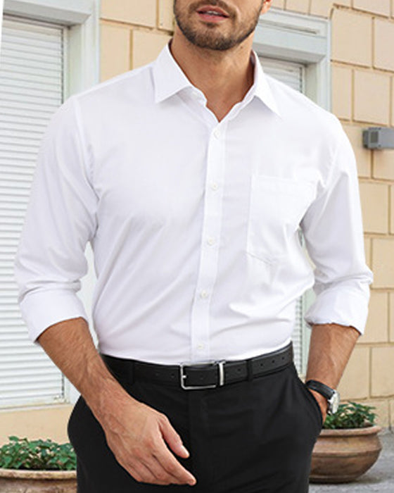 Herres Langermet Skjorte I Ensfarget Design