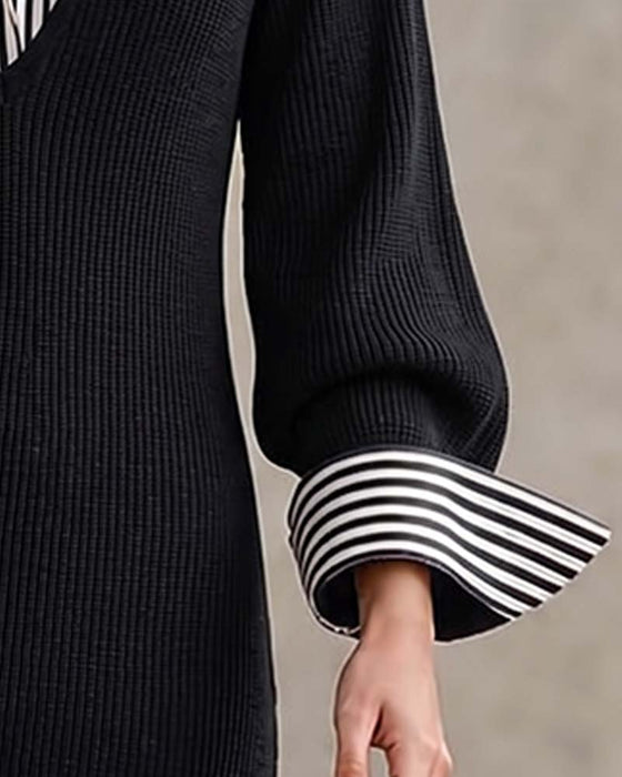 Kjole Slag Stripe Lang Erme