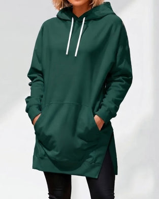 Hettegenser Ensfarget Loose Fit Snøre