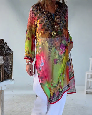 Kjole Bohemsk Stil V-Hals