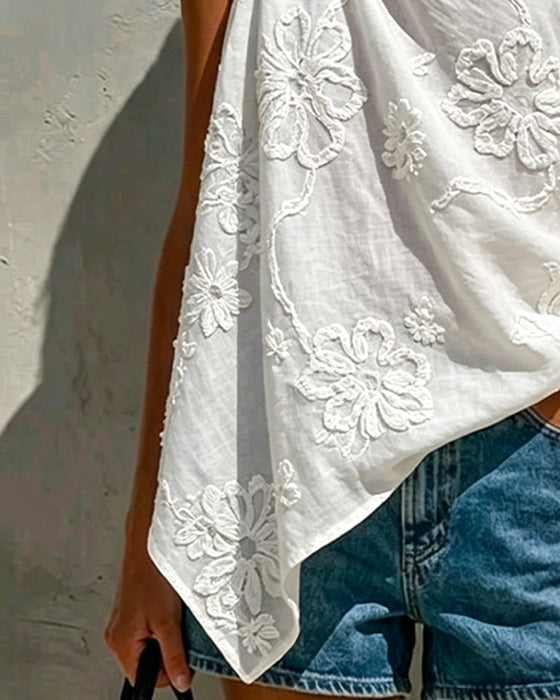 Bluse Tredimensjonal Blomst Enskulder
