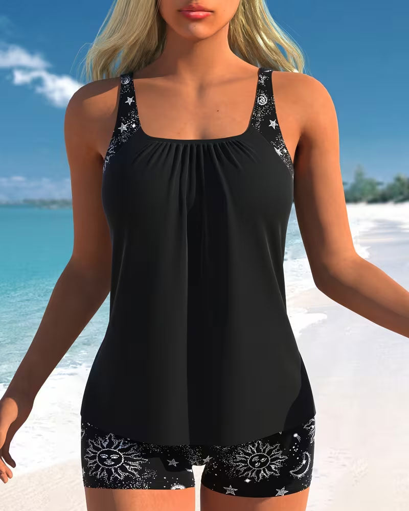 Tankini Soltrykk Boyshorts