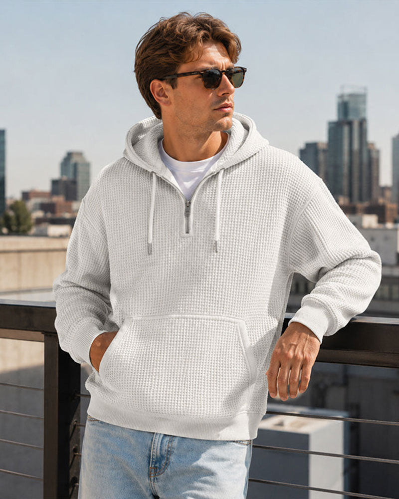Hoodie Herre Solid Glidelås Pullover