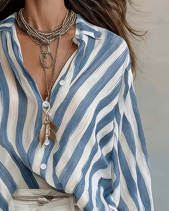 Bluse Akvarell Stripe Løs
