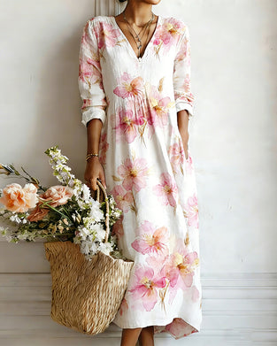 Kjole Blomstret Lin Maxi