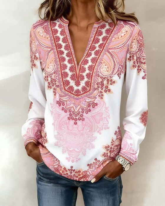 Topp V-Hals Bohemsk Løs