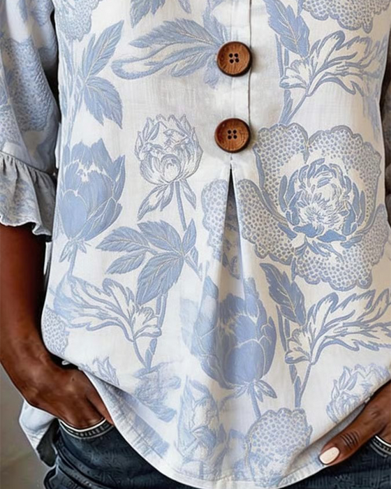 Bluse Trykt Rysj Mansjett