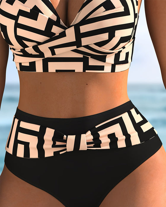 Bikini Ferie Stil Halter Geometrisk
