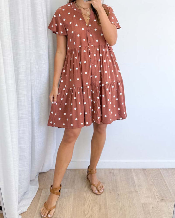 Kjole Prikk Kort Erm Skjorte