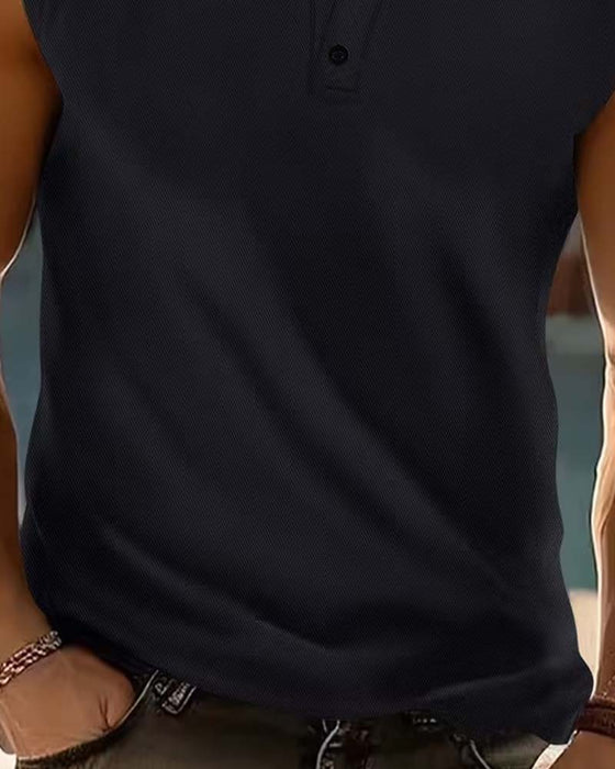 Tanktop Menn Henley Ensfarget Sport