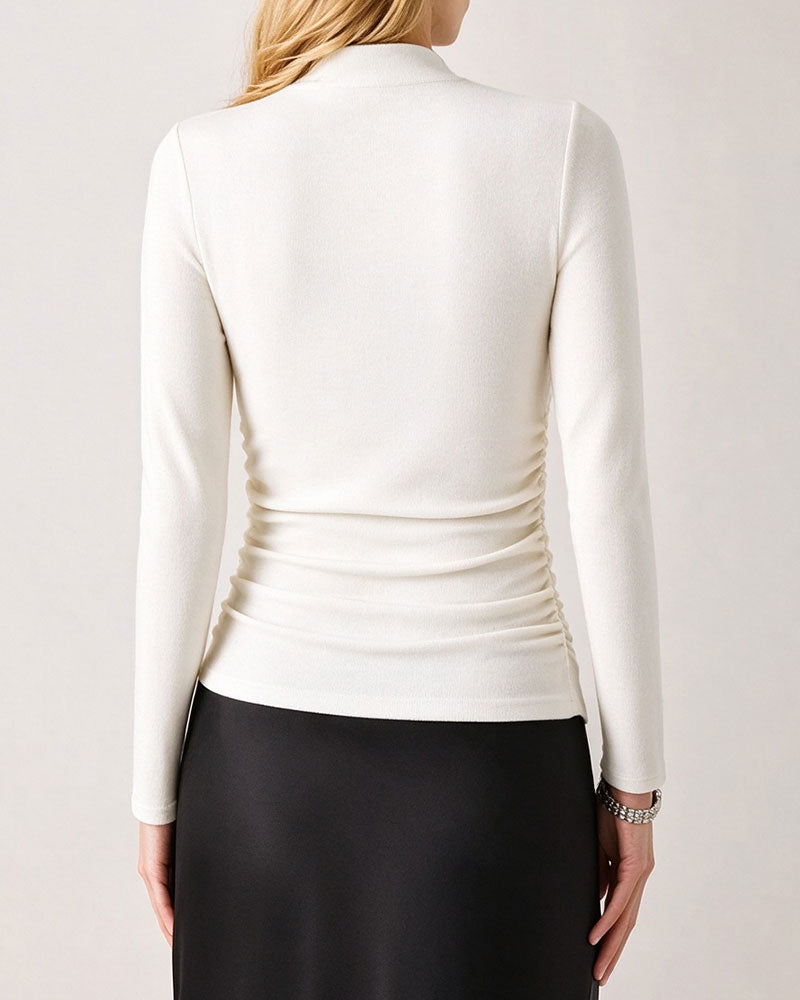 Topp Halv Turtleneck Side Rynket Base