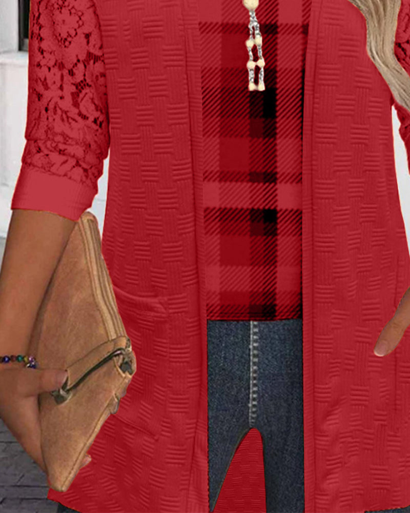 Topp Med Faux Todelt Rutemønster