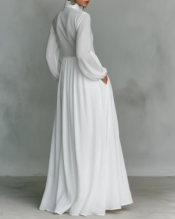 Kjole Knappforan Slårsmåkrage Utvidet Maxi