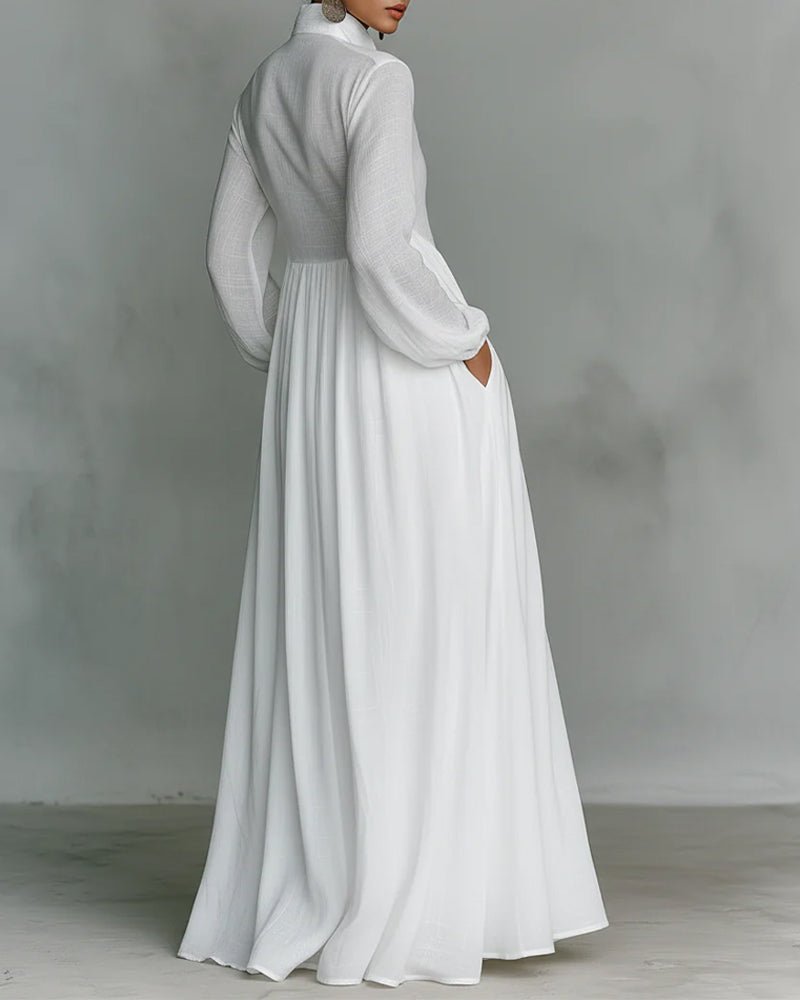 Kjole Knappforan Slårsmåkrage Utvidet Maxi