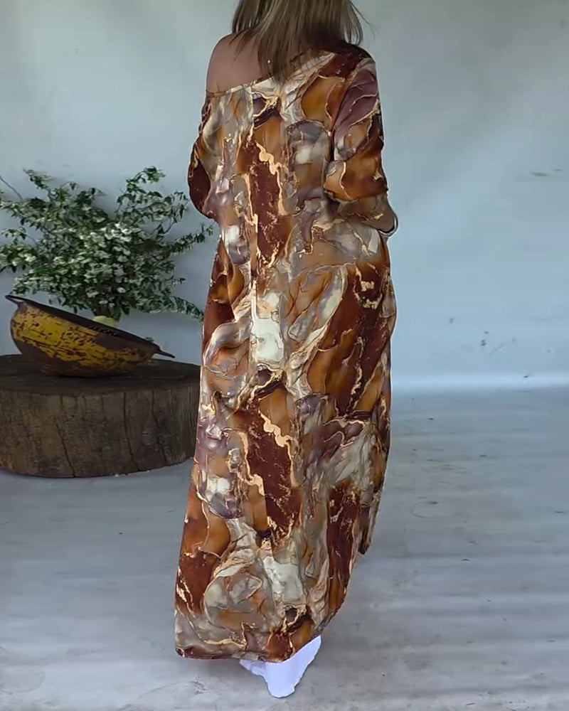 Bluse Moteriktig Splitt Trykt