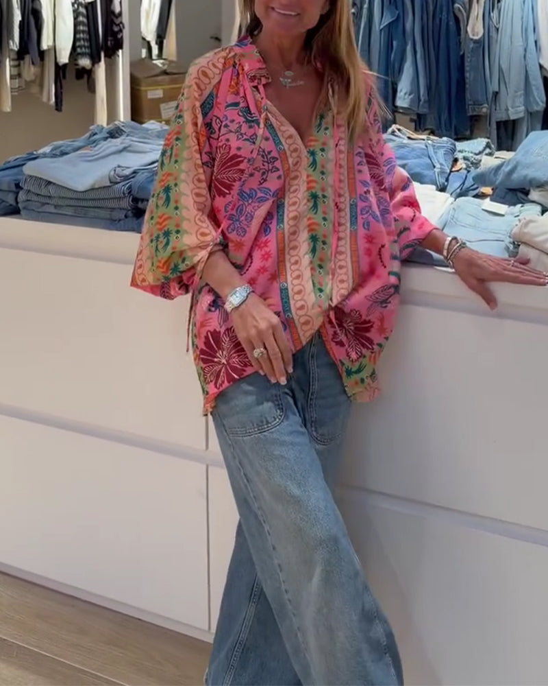 Bluse Bohemisk Trykk