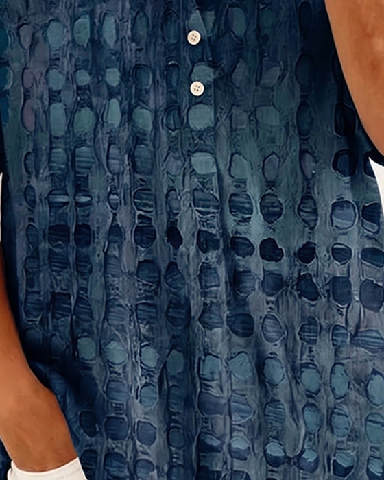 Bluse Prikket Trykk Knapp Halv Stolpe