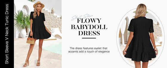 Kjole Hull V-hals Kort Erm