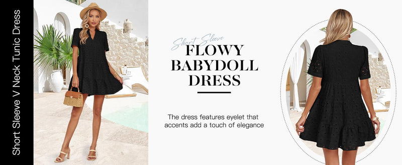 Kjole Hull V-hals Kort Erm