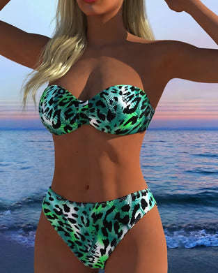 Bikini Bandeau Leopardtrykk