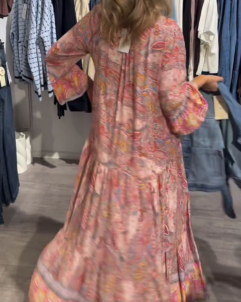 Kjole Avslappet Ferie Lang Trykt