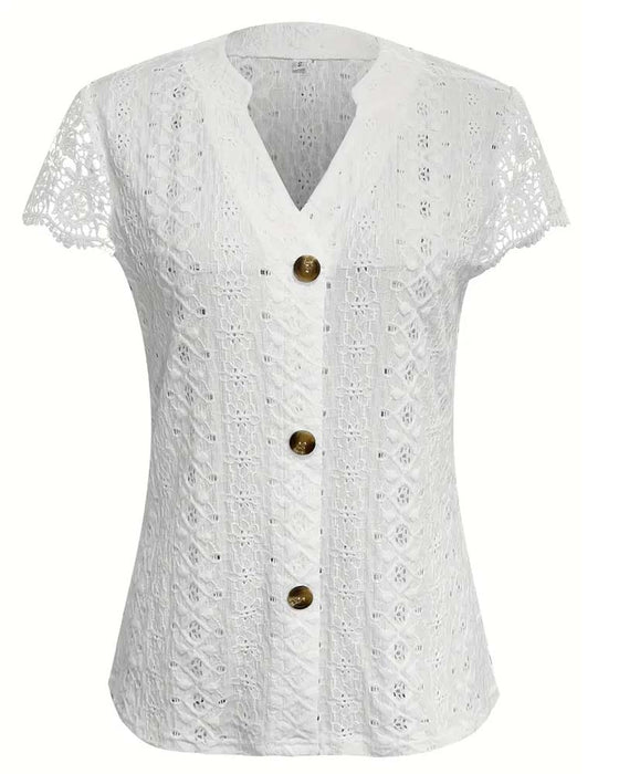 Bluse Ensfarget Uthult Kortermet