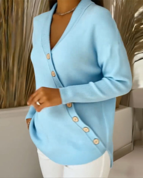 V-Hals Genser Med Knapper