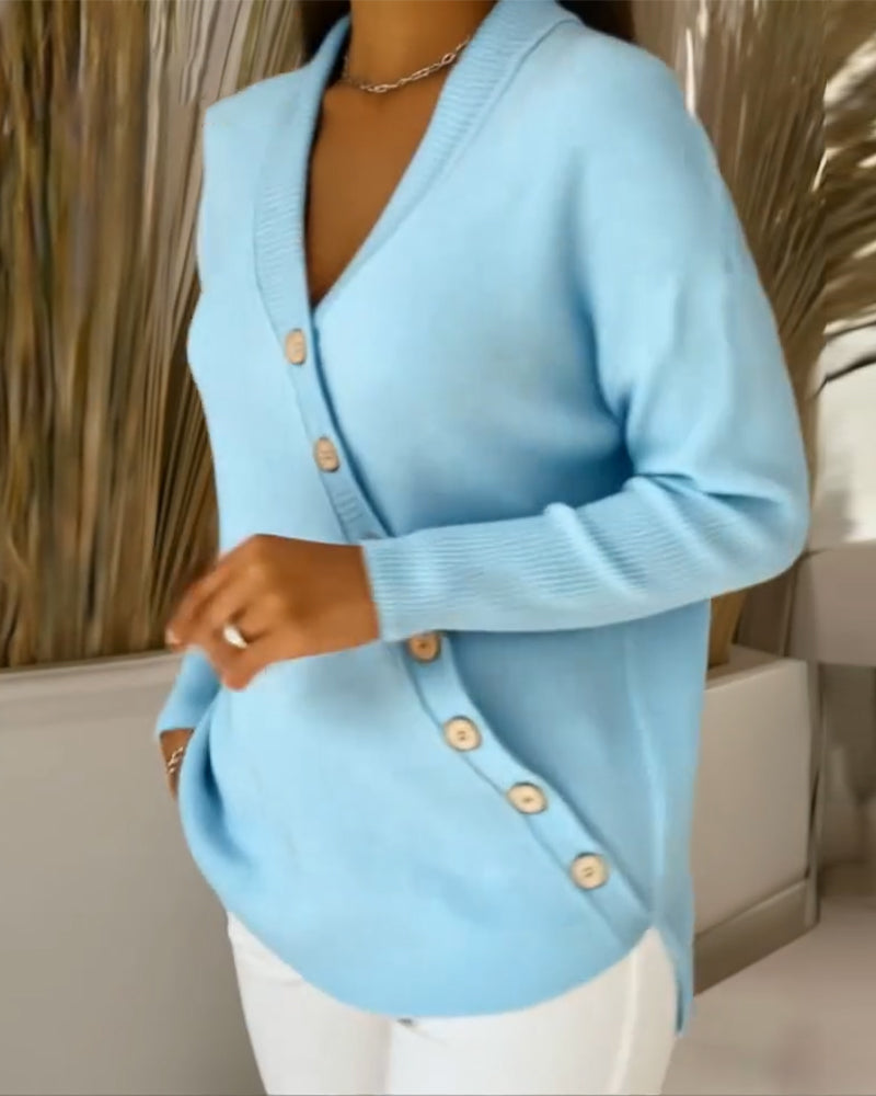 V-Hals Genser Med Knapper