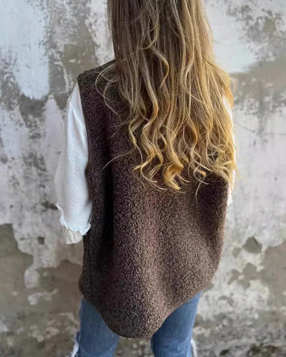 Vest Dame Høst Knappet Ned Kort Varm