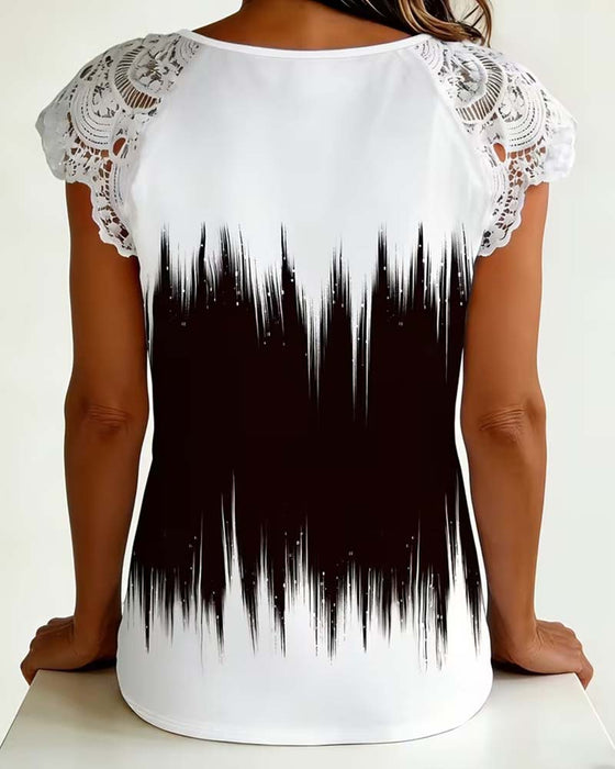 Bluse Stilig V-Hals Fargeblokk