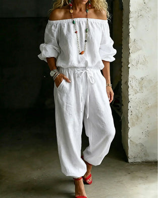 Jumpsuit Off-Shoulder Knyt Midje Innsnørt Midje
