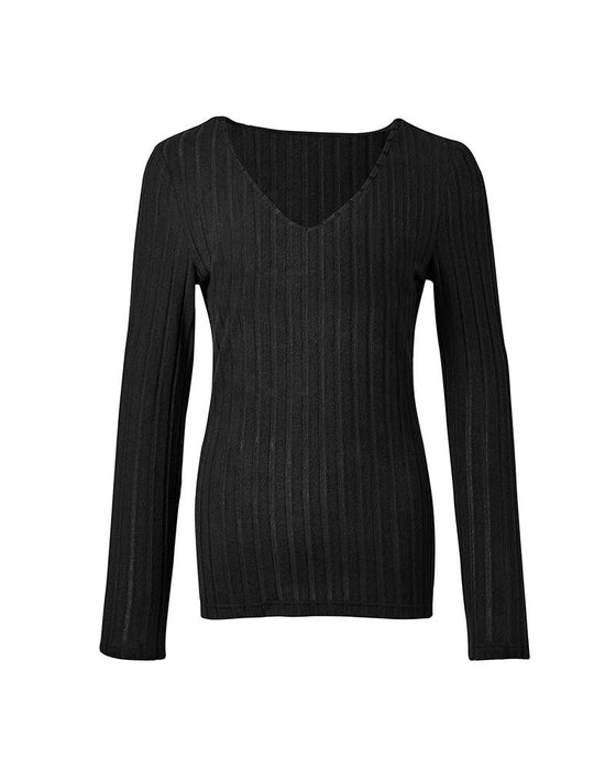 Bluse Med V-Hals Og Lange Ermer