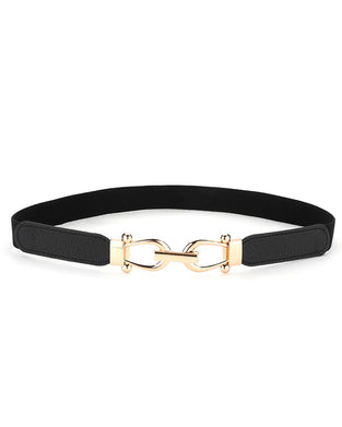 Kvinner Stretch Midjebelte Retro Elastisk Smalt Belte For Damer Med Gullspenne