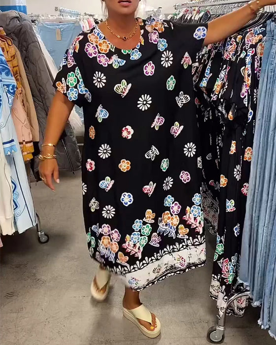 Kjole Oversize Trykt Løs