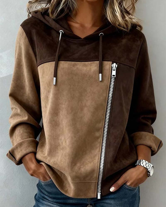 Hoodie Hetter Snor Kontrast Glidelås