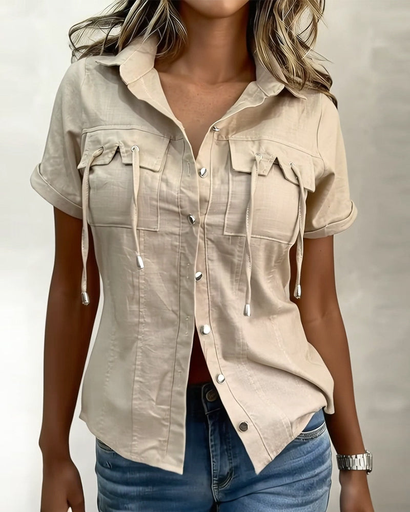 Bluser Snørefast Lomme Kortsermet