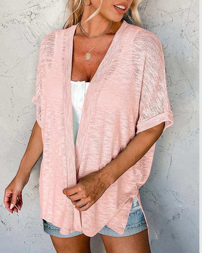 Jakke Kortsermet Avslappnet Ensfarget