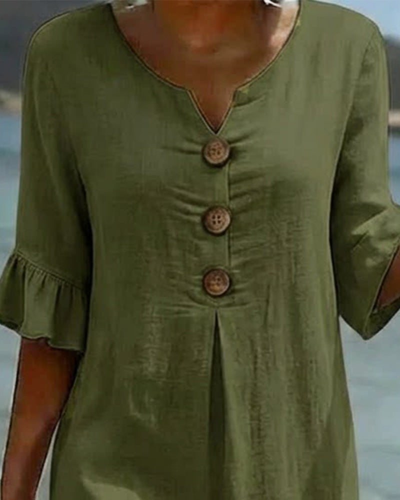 Kjole Knepp Rynkete Erm 100% Bomull