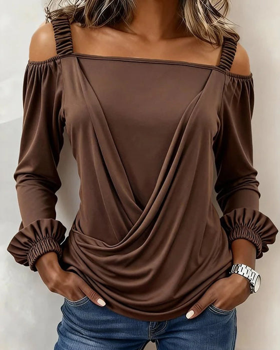 Topp Camisole Off-Skulder Kors Puff-Erme