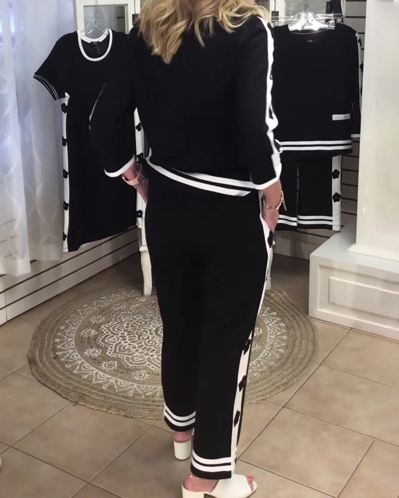 Todelt Sett Fargeblokkert Casual Rett Ben Bukse