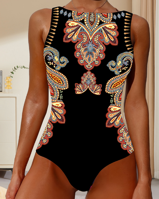 Badedrakt Paisley Uten Ermer En-Delt