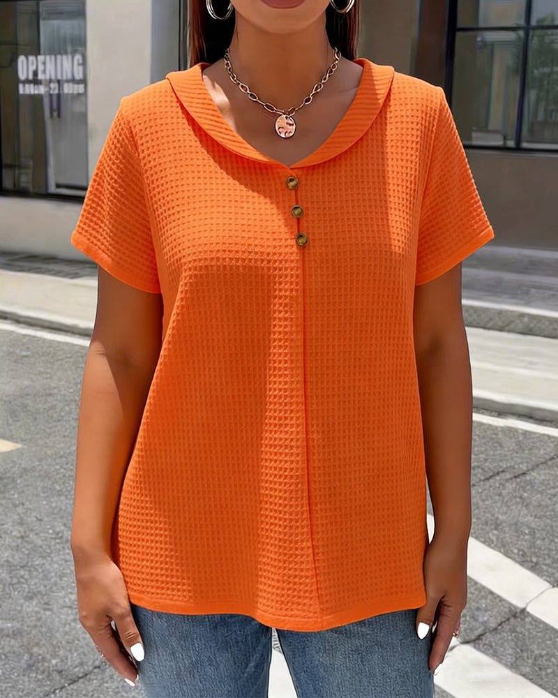 Topp Vaffelstrikket V-hals Kortermet