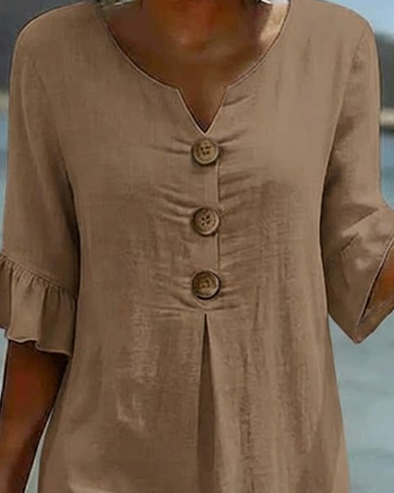 Kjole Knepp Rynkete Erm 100% Bomull