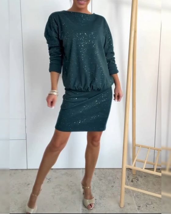 Kjole Rund Hals Fin Glitter Modisk