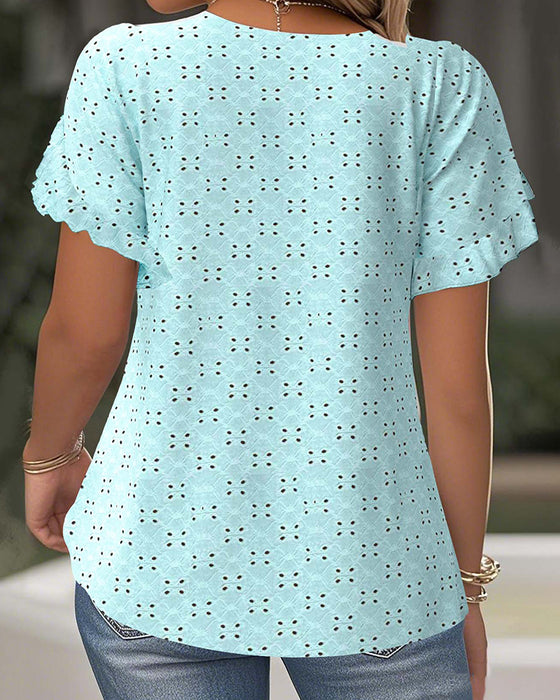 T-skjorte Med Volanger Kortermet Hult