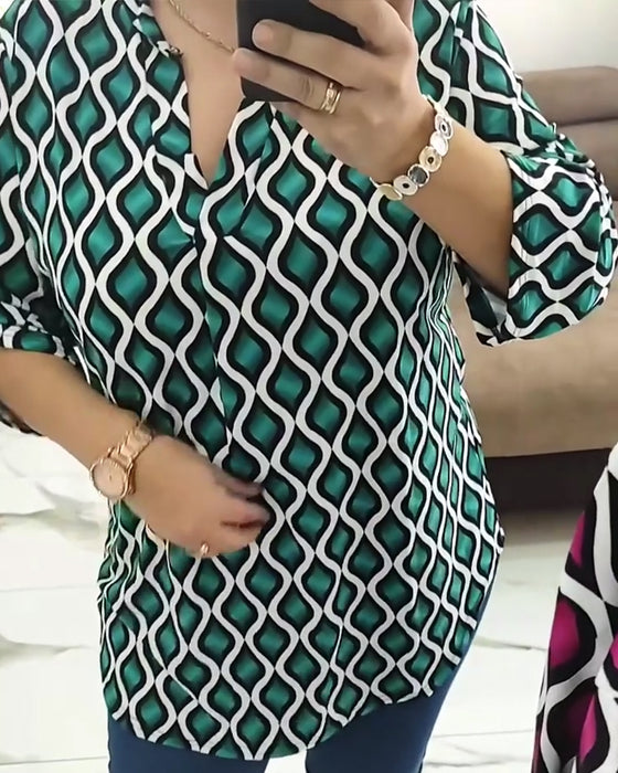 Skjorte Trykt Geometrisk V-hals